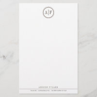 Chocolat Brown Monogramme Papeterie classique