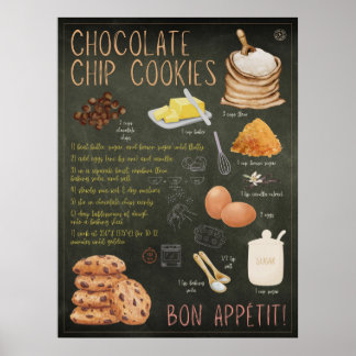 Chocolat Chip Cookies Recette Tableau noir Imprime