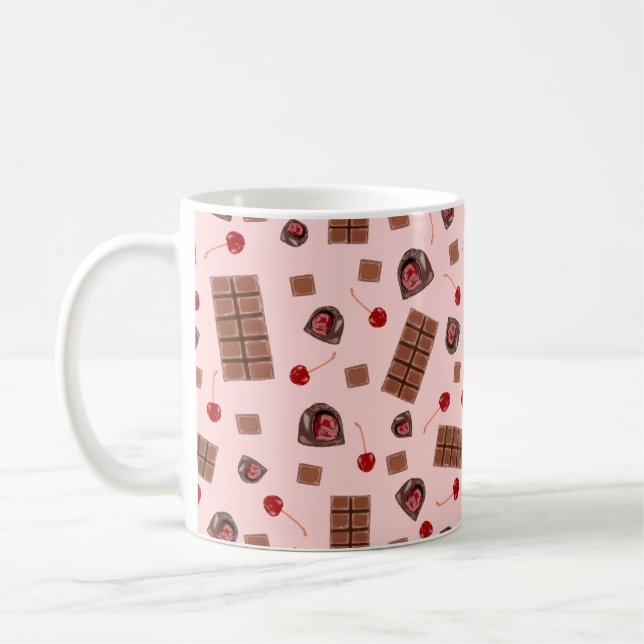 Chocolat Couvert Cerises Café Mug (Gauche)