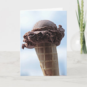 CHOCOLAT CRÈME DE GLACE CONE HEUREUSE CARTE D'ANNI