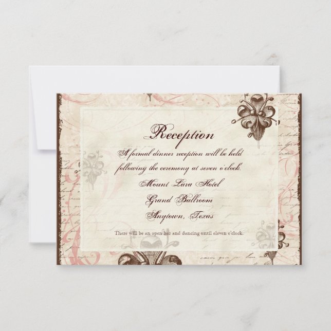 Chocolat Damask Swirl Réponse du Mariage Carte RSV (Devant)