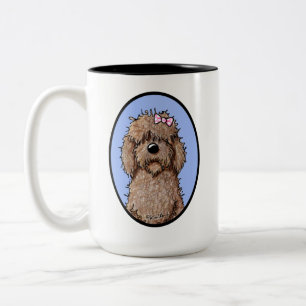 Chocolat Doodle Girl Goldendoodle Dog Art Mug