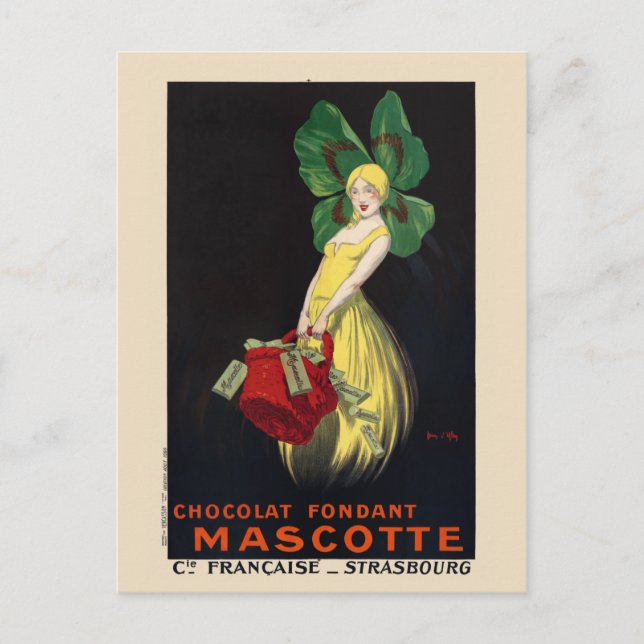Chocolat Fondant Mascotte Vintage Poster 1920 Postkarte (Vorderseite)