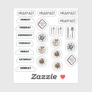 Chocolat Fraise Petit-Déjeuner Stickers Planner