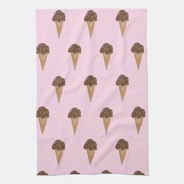 Chocolat glace cône motif serviette de cuisine (Vertical)