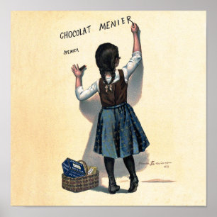 Chocolat Kind Schreibt an die Wand viktorianische Poster