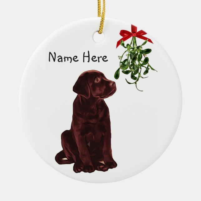 Chocolat Lab Mistletoe Ornement de Noël (Devant)