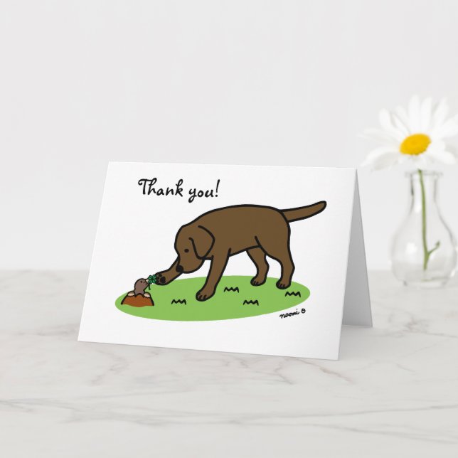 Chocolat Labrador Carte de remerciements convivial (Petite plante)