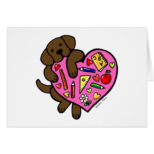 Chocolat Labrador et bande dessinée du coeur du (Devant horizontal)