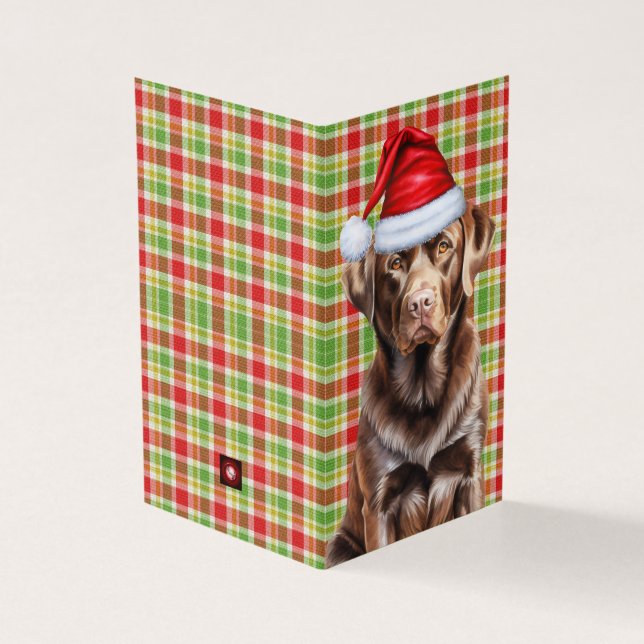Chocolat Labrador Retriever Dog Plaid Holiday (Outside)
