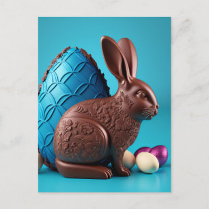 Chocolat Lapin de Pâques et Oeufs Carte postale