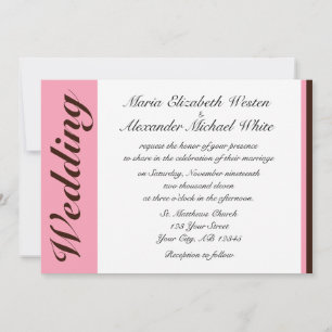 Chocolat rose rayé Invitations de mariage Brown