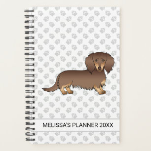 Chocolat & Tan Poil Long Chien Teckel & Texte