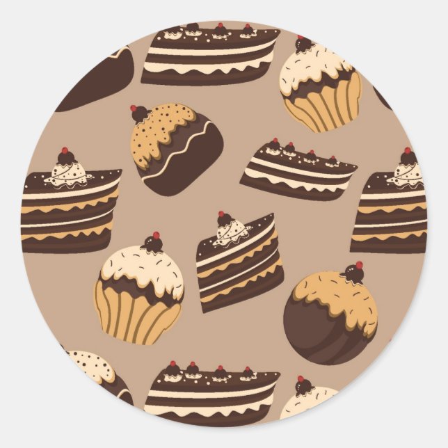 Chocolate and Pastries Pattern 3 Runder Aufkleber (Vorderseite)
