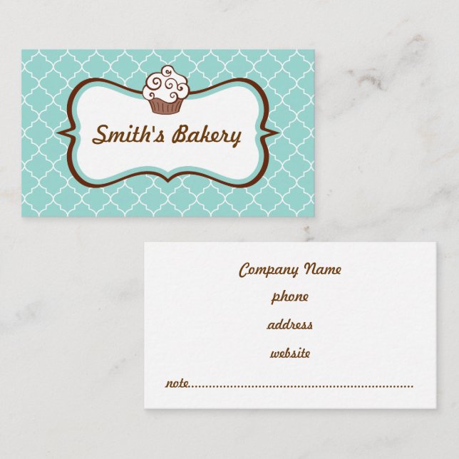 Chocolate Aqua Business Card Visitenkarte (Vorne/Hinten)