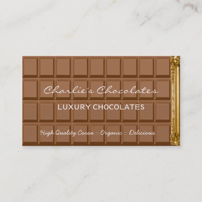 Chocolate bar luxury chocolates shop business card visitenkarte (Vorderseite)