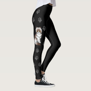 Chocolate Bi-Color Perser Süße Katze & Pfoten Schw Leggings