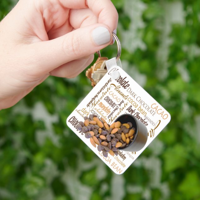 Chocolate Bits Nuts Typografie Word Cloud Schlüsselanhänger (Hand)