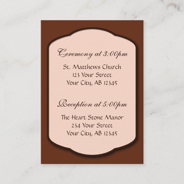 Chocolate Brown & Beige Guest Reference Cards Begleitkarte (Vorderseite)