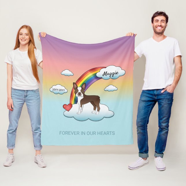 Chocolate Brown Boston Terrier Rainbow Memorial Fleecedecke (Beispiel)