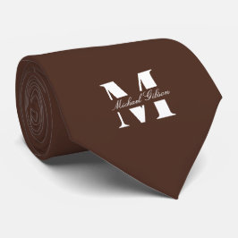 Chocolate Brown Custom Monogram Wedding Groomsmen  Krawatte