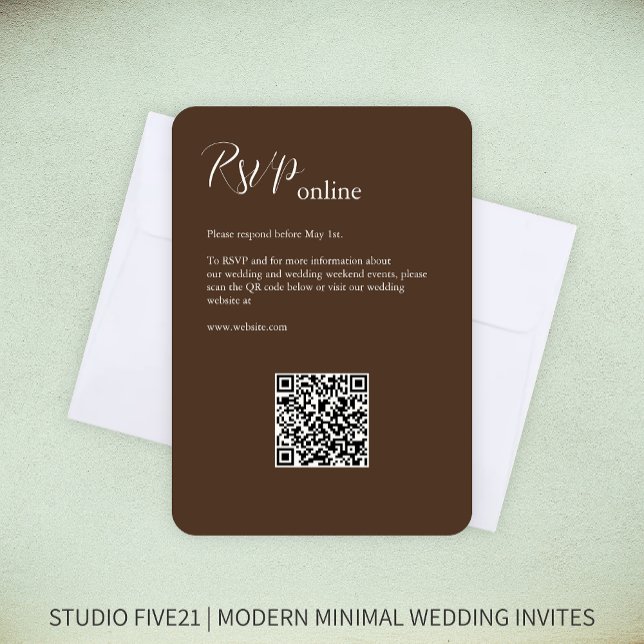 Chocolate Brown ・ Elegante Moderne Hochzeit RSVP Karte (Von Creator hochgeladen)