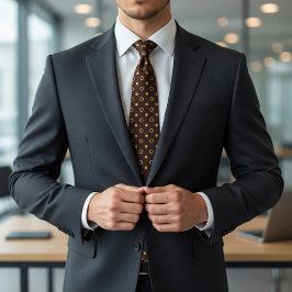 Chocolate Brown & Gold Polka Dot Krawatte