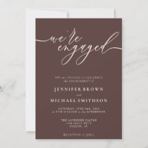 Chocolate Brown Minimal We are Engaged
