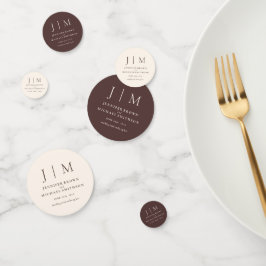 Chocolate Brown Monogram Classic Wedding Konfetti