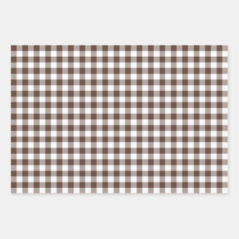 Chocolate Brown Plaid Gingham Geschenkpapier Set