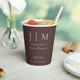 Chocolate Brown Simple Minimal Drink Wedding Pappbecher