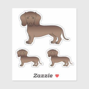Chocolate Brown Smooth Hair Dackel Cartoon Dog Aufkleber