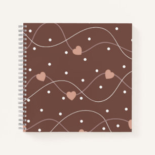 Chocolate Brown with Pink Hearts Pattern Notizbuch