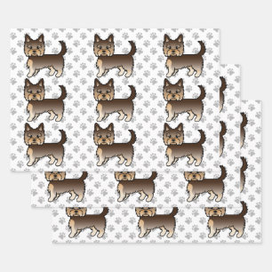 Chocolate Brown Yorkshire Terrier Dog Pattern Geschenkpapier Set
