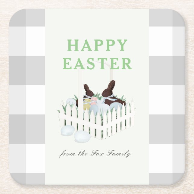 Chocolate Bunnies Eier Osterpapier Untersetzer (Vorderseite)