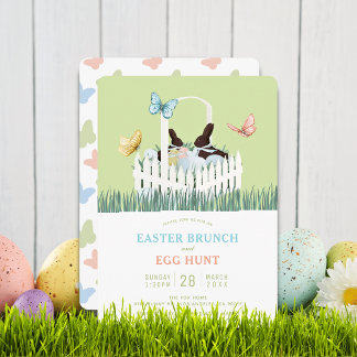 Chocolate Bunny Easter Brunch Egg Hunt Invitation Einladung