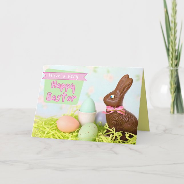 Chocolate Bunny Happy Oaster Card Dankeskarte (Vorderseite)