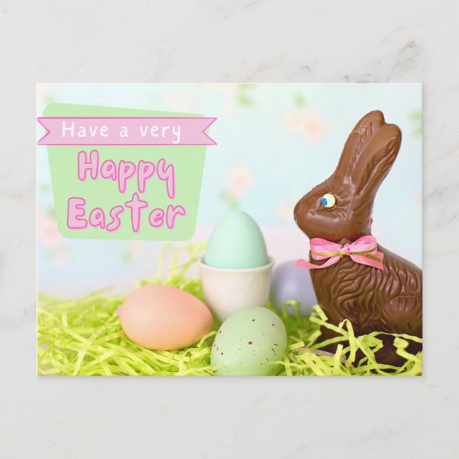 Chocolate Bunny Happy Oaster Postcard Postkarte (Vorderseite)