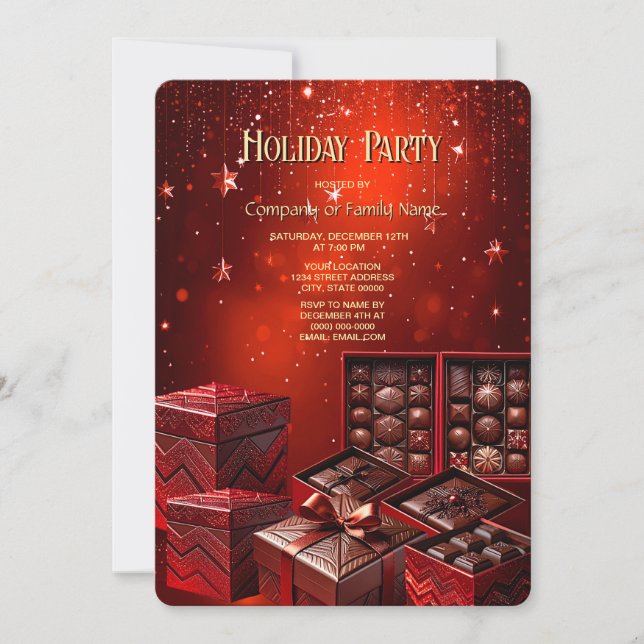 Chocolate Candy Christmas Holiday Invitation Einladung (Vorderseite)