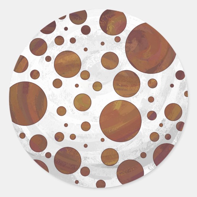 Chocolate Carmel Swirl Polka Dot Runder Aufkleber (Vorderseite)