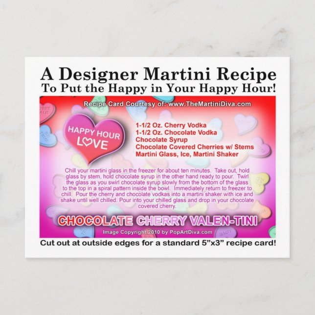 Chocolate Cherry Valentine Martini Rezept Postkart Postkarte (Vorderseite)