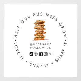 Chocolate Chip Cookie Bakery Social Media folgen Fensteraufkleber