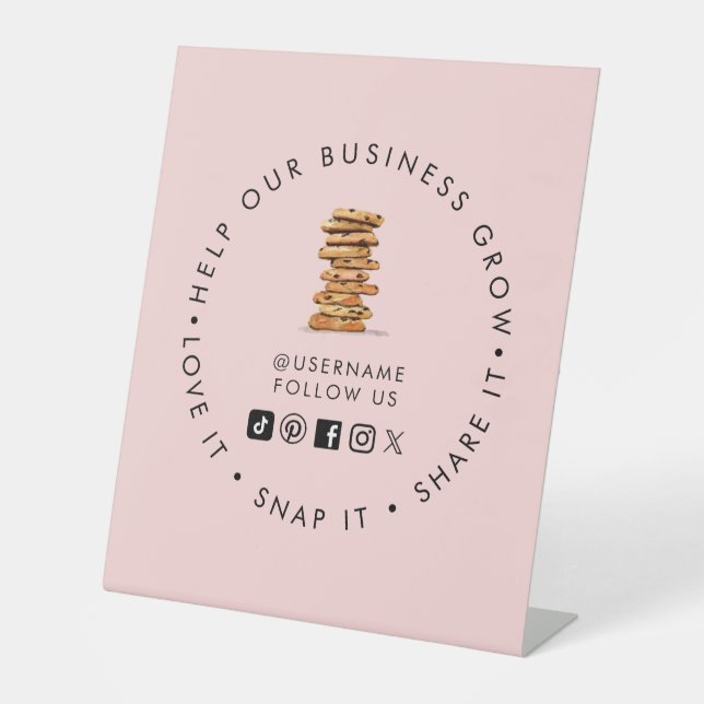 Chocolate Chip Cookie Bakery Social Media folgen Sockelschild (Vorderseite)