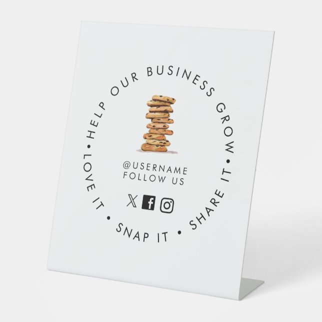 Chocolate Chip Cookie Bakery Social Media folgen Sockelschild (Vorderseite)