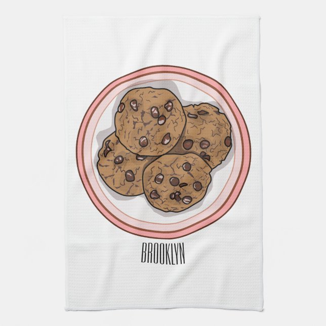 Chocolate chip cookie cartoon illustration  geschirrtuch (Vertikal)