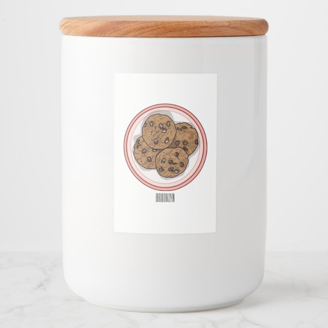 Chocolate chip cookie cartoon illustration  lebensmitteletikett (Vorderseite)