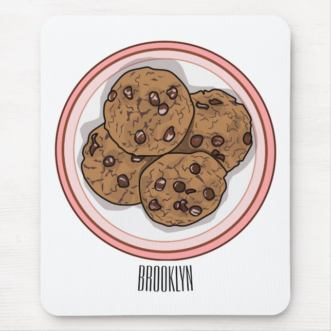 Chocolate chip cookie cartoon illustration  mousepad (Vorne)