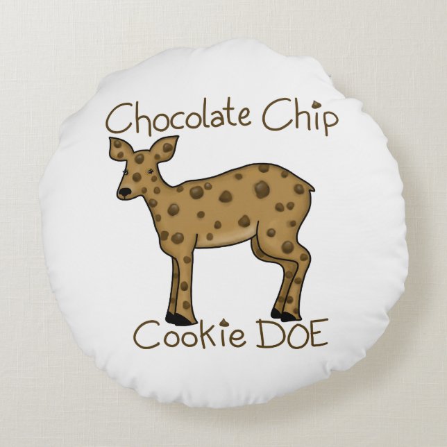 Chocolate Chip Cookie Doe Rundes Kissen (Rückseite)