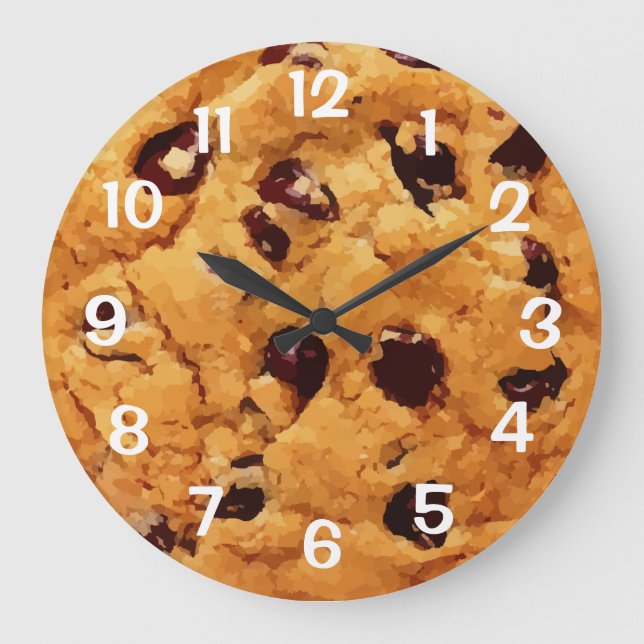 Chocolate Chip Cookie Große Wanduhr (Vorderseite)
