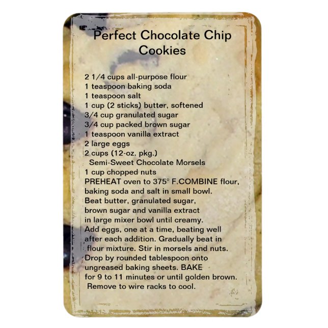 Chocolate Chip Cookie Rezept Magnet (Vertikal)
